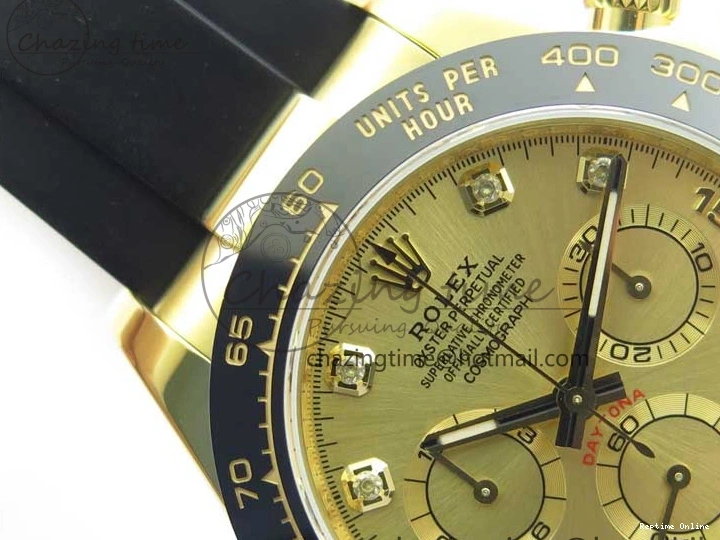 0412 Daytona 116518 Noob 1:1 Best Edition YG Plated 904L SS Case Goid Diamonds Dial on Black Rubber Strap SA4130 V4 (Free Extra Strap) Versatile 2587